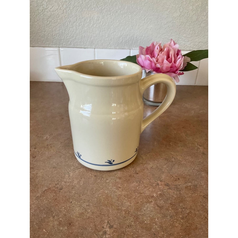 Robinson‎ Ransbottom RRP Co Roseville Ohio Stoneware Pitcher Cream Blue Stripe